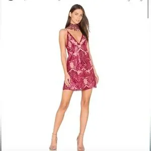 Free People Dresses Free People Night Shimmer Mini Dress In Sequin Color Is A Maroon Size Poshmark
